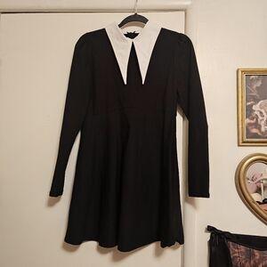 Black and White Long Sleeve Dress